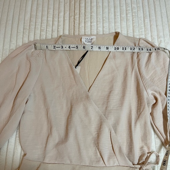 NWT | Olive & Oak | Cream Faux Wrap Blouse - Picture 10 of 15